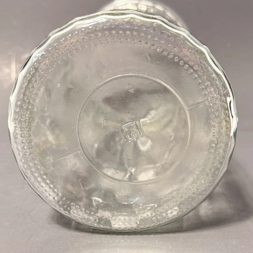 Clear Textured Crinkle Glass Vase Cinched Waist 9.5 Inch Floral Centerpiece